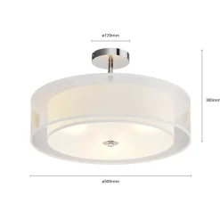 Lindby loftlampe Pikka, hvid, tekstil, Ø 50 cm, E27