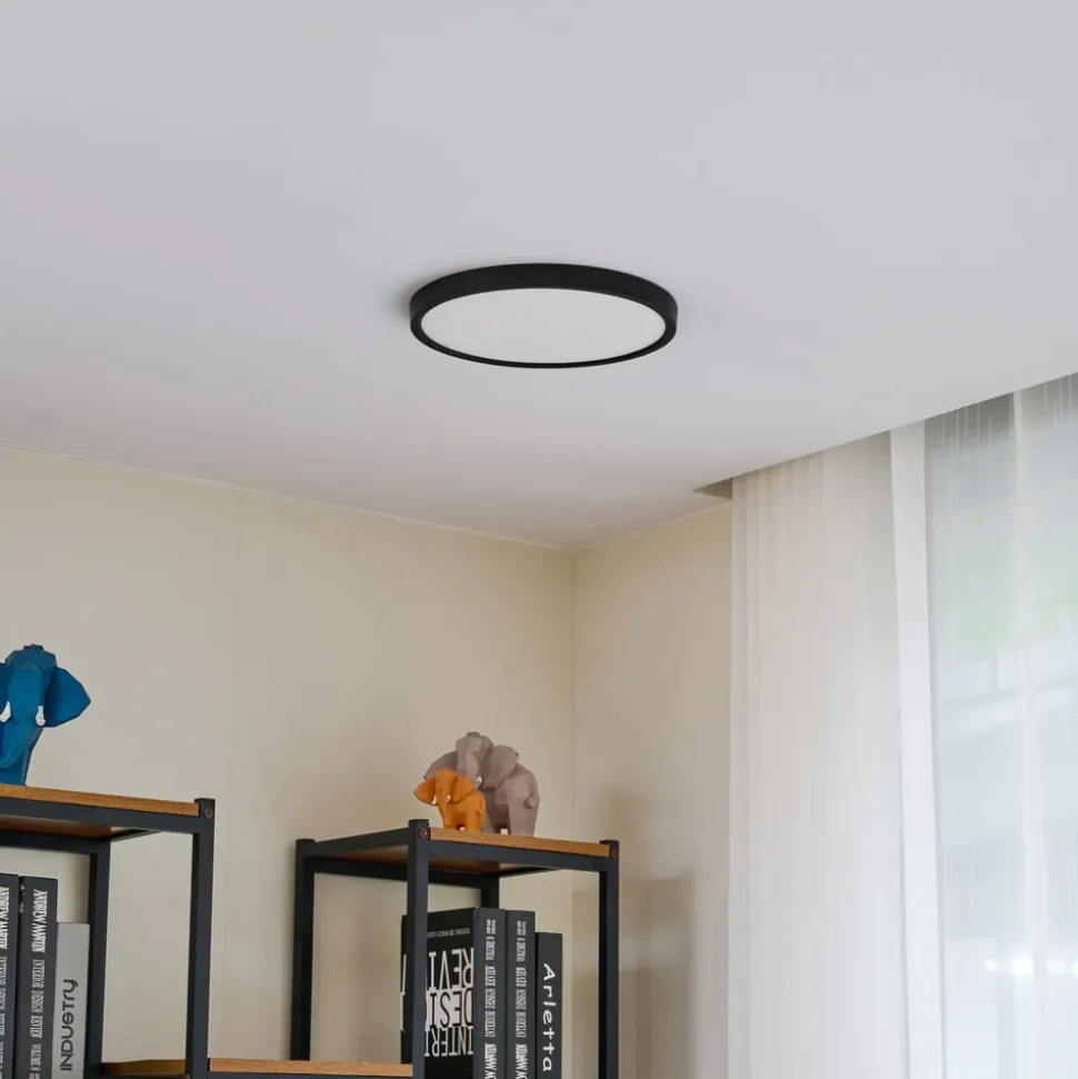 Lindby loftlampe Pravin, Ø 30 cm, CCT, sort