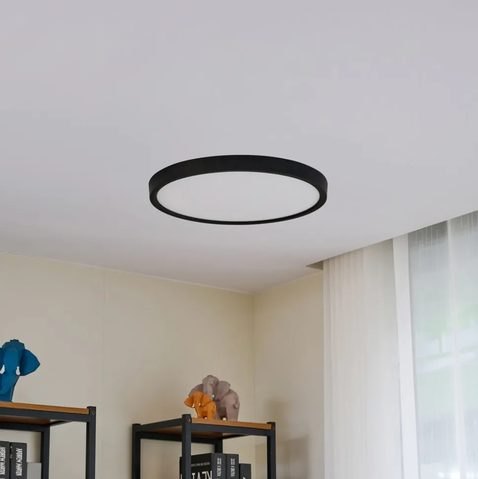 Lindby loftlampe Pravin, Ø 50 cm, CCT, sort
