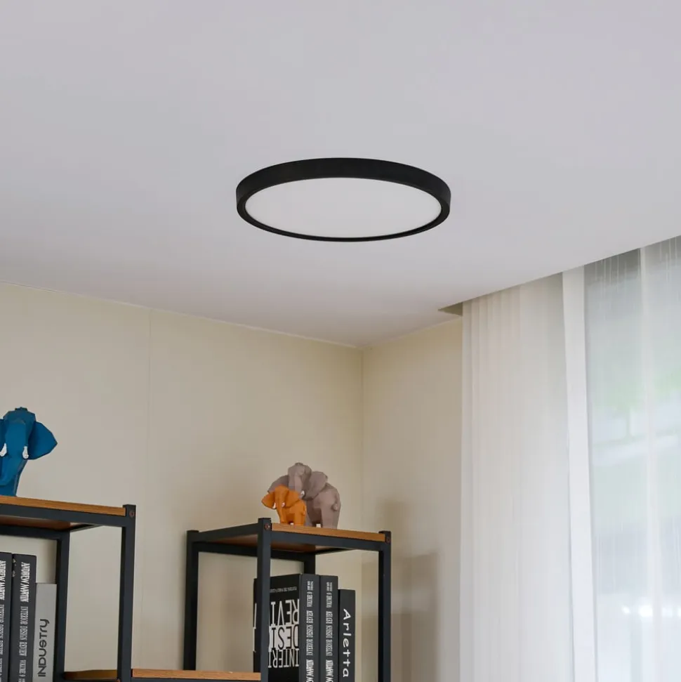 Lindby loftlampe Pravin, Ø 40 cm, 3.000 K, sort
