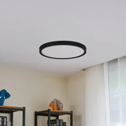 Lindby loftlampe Pravin, Ø 50 cm, 3.000 K, sort