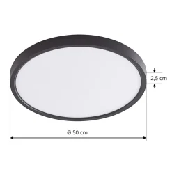 Lindby loftlampe Pravin, Ø 50 cm, 3.000 K, sort
