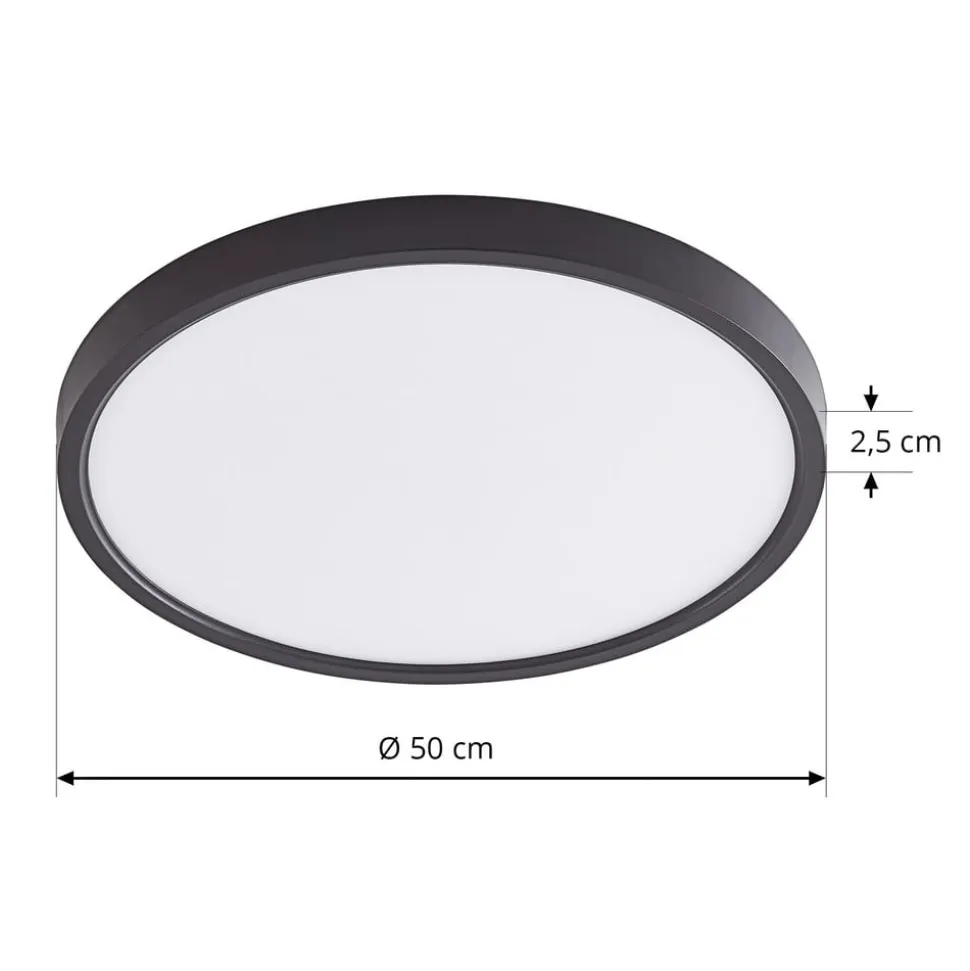 Lindby loftlampe Pravin, Ø 50 cm, 3.000 K, sort