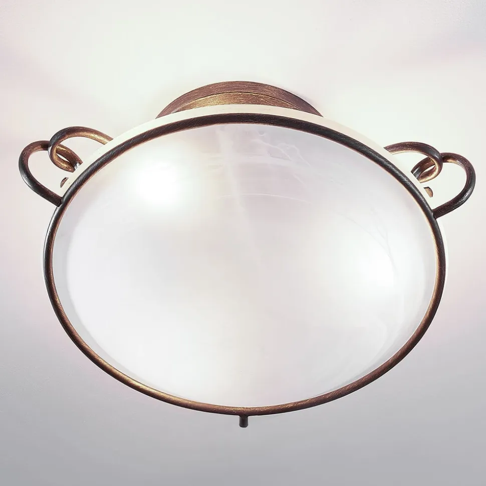 Lindby loftlampe Rando, sølv antik, glas, Ø 50 cm, E27