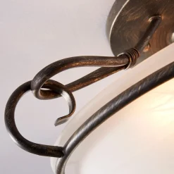 Lindby loftlampe Rando, sølv antik, glas, Ø 50 cm, E27