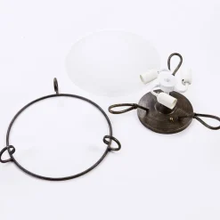 Lindby loftlampe Rando, sølv antik, glas, Ø 50 cm, E27