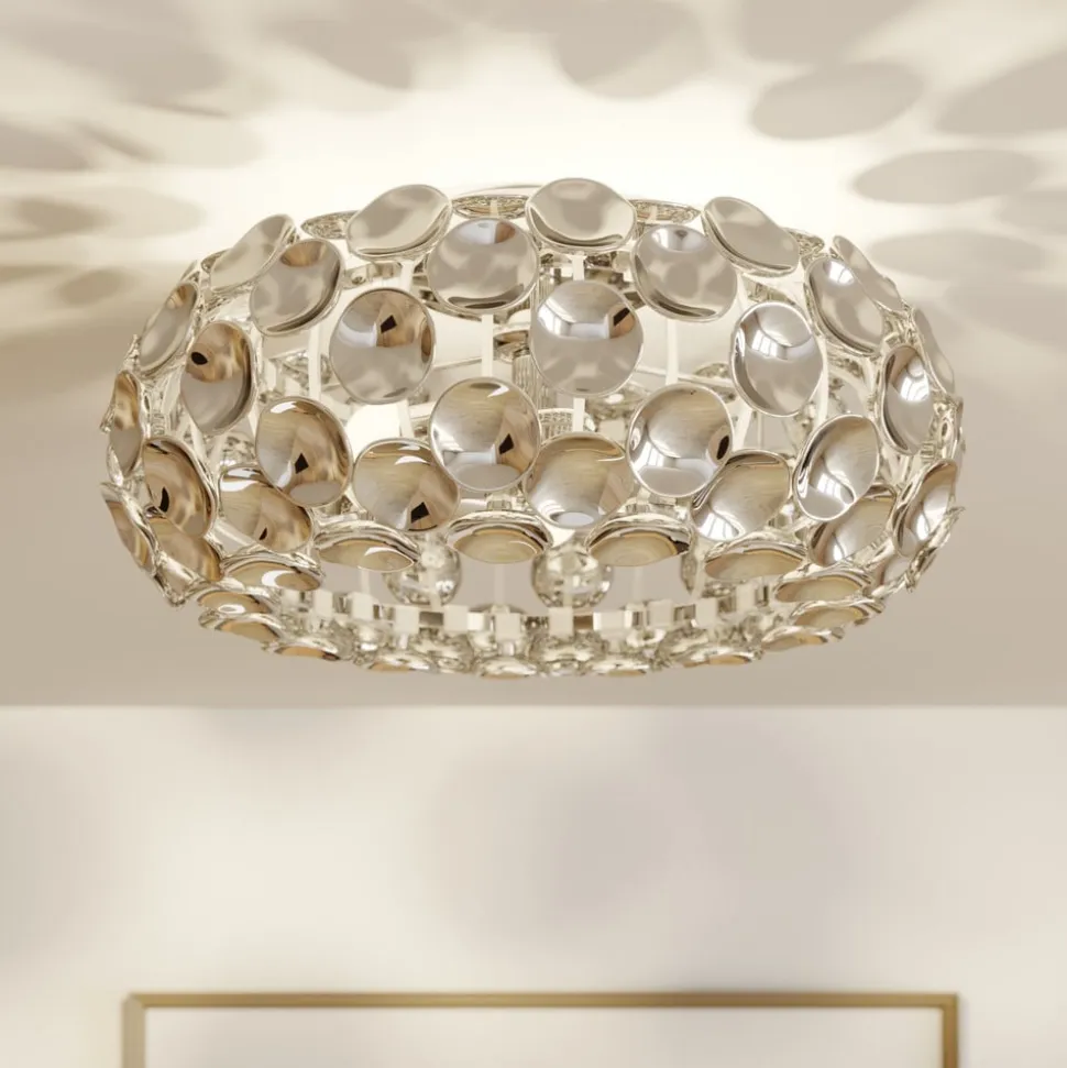 Lindby loftlampe Reza, Ø 48 cm, kromfarvet, E14