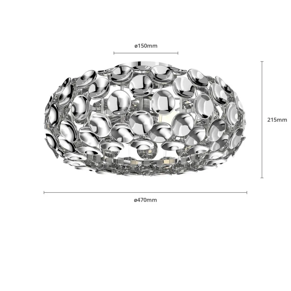 Lindby loftlampe Reza, Ø 48 cm, kromfarvet, E14