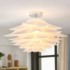 Lindby loftlampe Rimon, hvid, plast, Ø 50 cm, E27