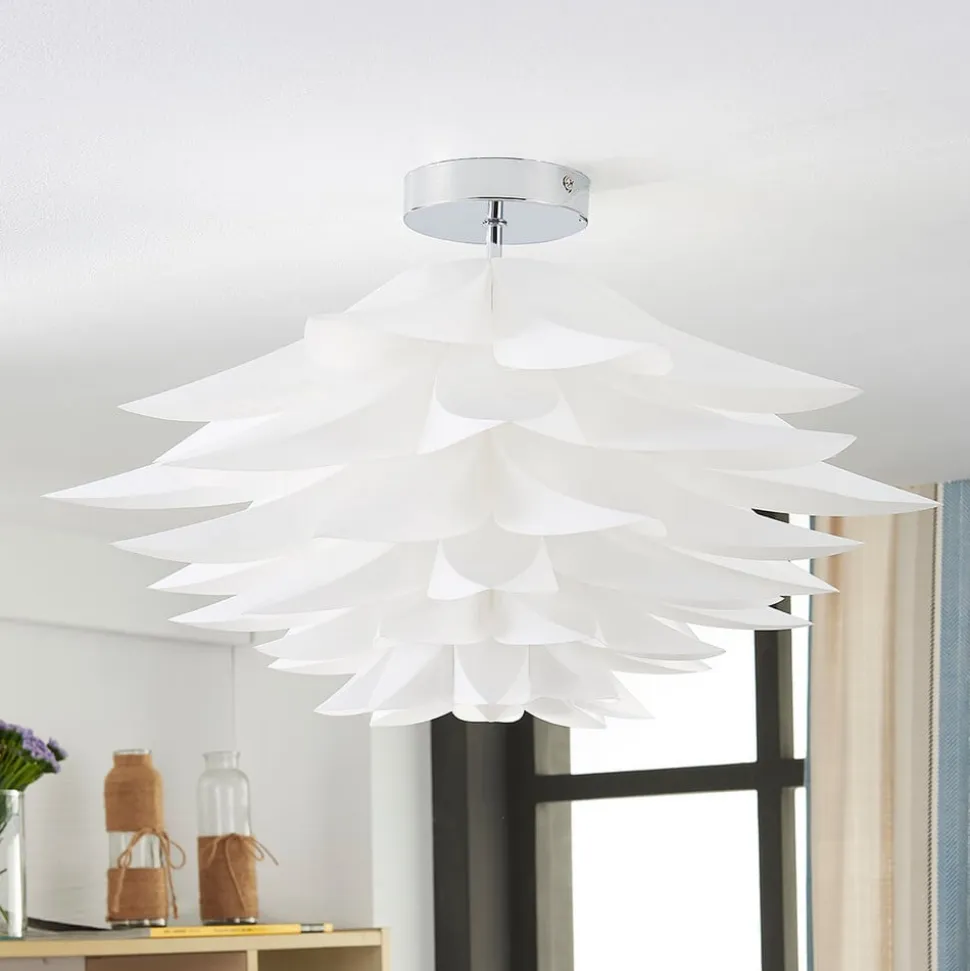 Lindby loftlampe Rimon, hvid, plast, Ø 50 cm, E27