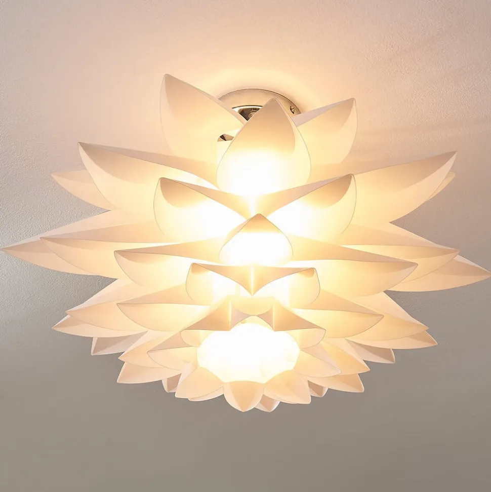 Lindby loftlampe Rimon, hvid, plast, Ø 50 cm, E27