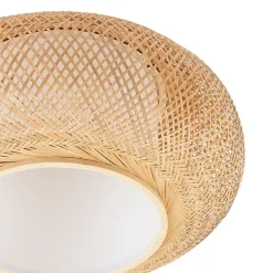 Lindby loftlampe Romaine, bambus, natur/hvid, Ø 50 cm