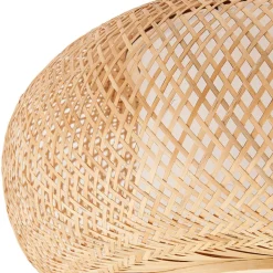 Lindby loftlampe Romaine, bambus, natur/hvid, Ø 50 cm