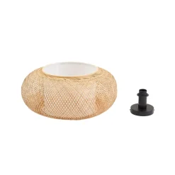Lindby loftlampe Romaine, bambus, natur/hvid, Ø 50 cm