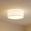 Lindby loftlampe Sebatin, Ø 40 cm, hvid, stof, E27
