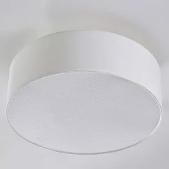 Lindby loftlampe Sebatin, Ø 40 cm, hvid, stof, E27