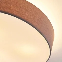 Lindby loftlampe Sebatin, Ø 50 cm, grå, stof, E27