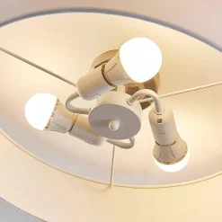 Lindby loftlampe Sebatin, Ø 50 cm, hvid, stof, E27