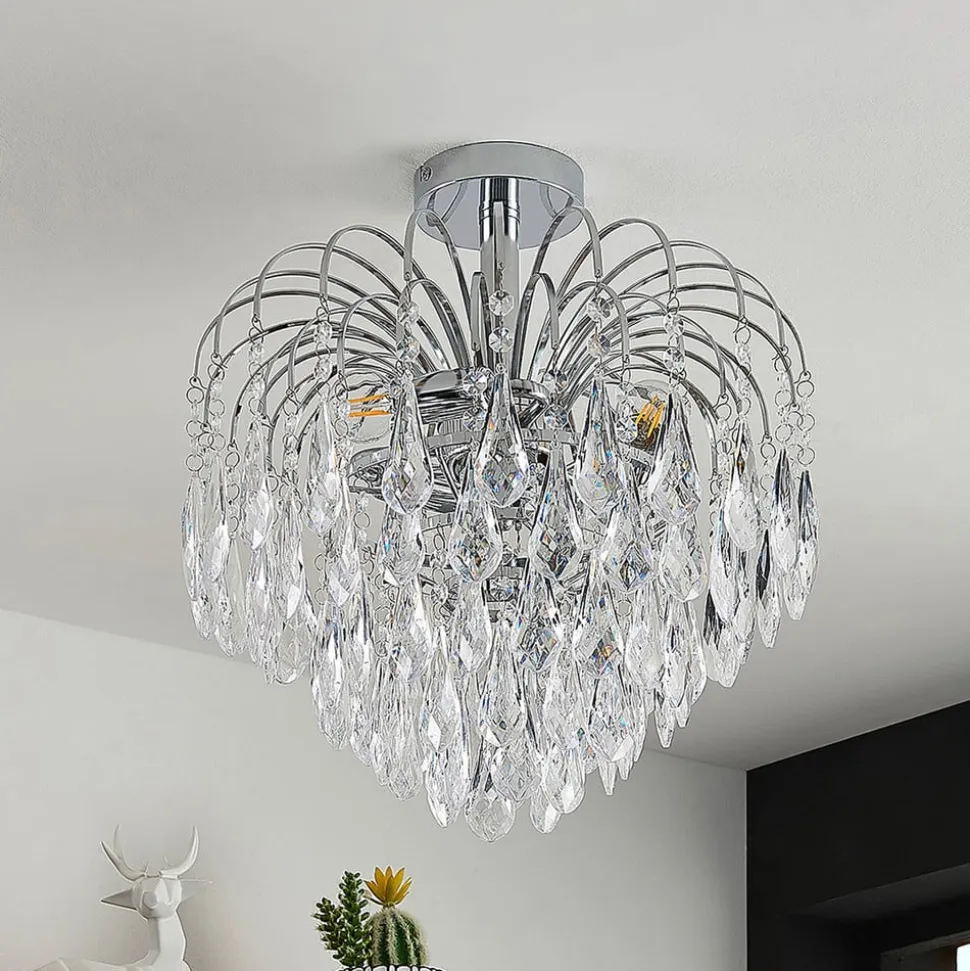 Lindby loftlampe Silino, grå, metal, Ø 40cm, E14