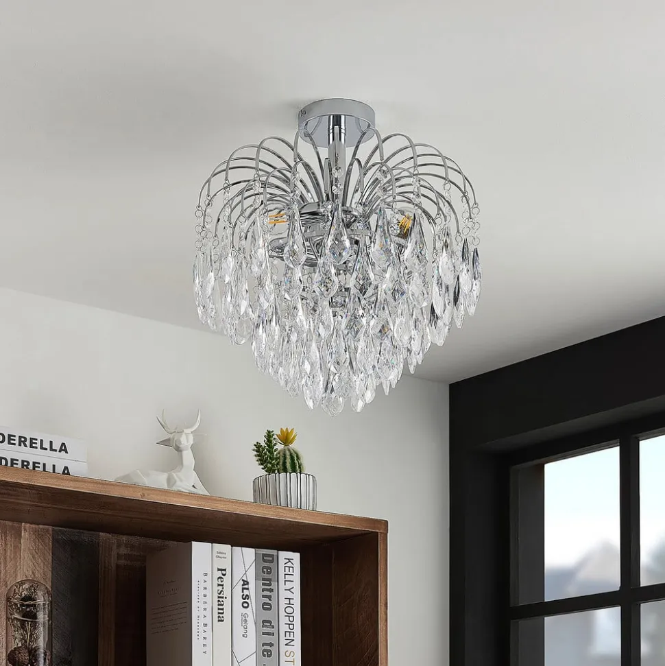 Lindby loftlampe Silino, grå, metal, Ø 40cm, E14