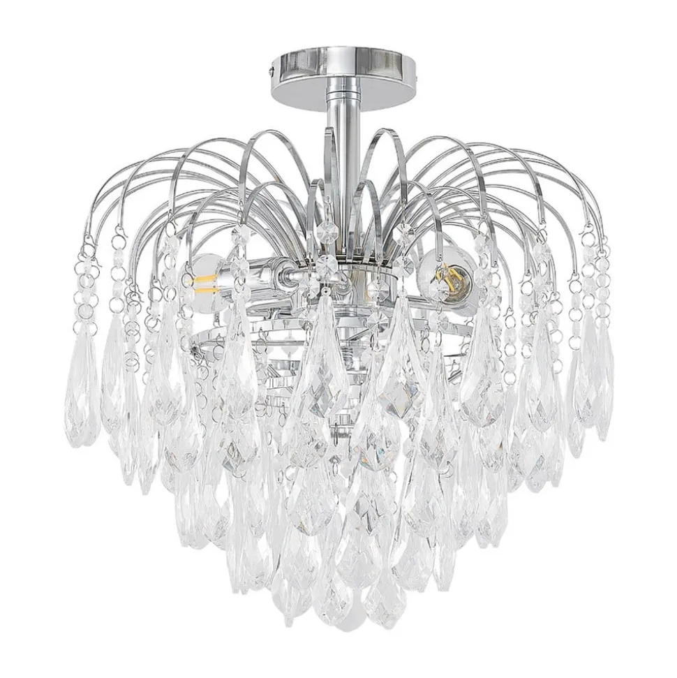 Lindby loftlampe Silino, grå, metal, Ø 40cm, E14
