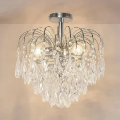 Lindby loftlampe Silino, grå, metal, Ø 40cm, E14