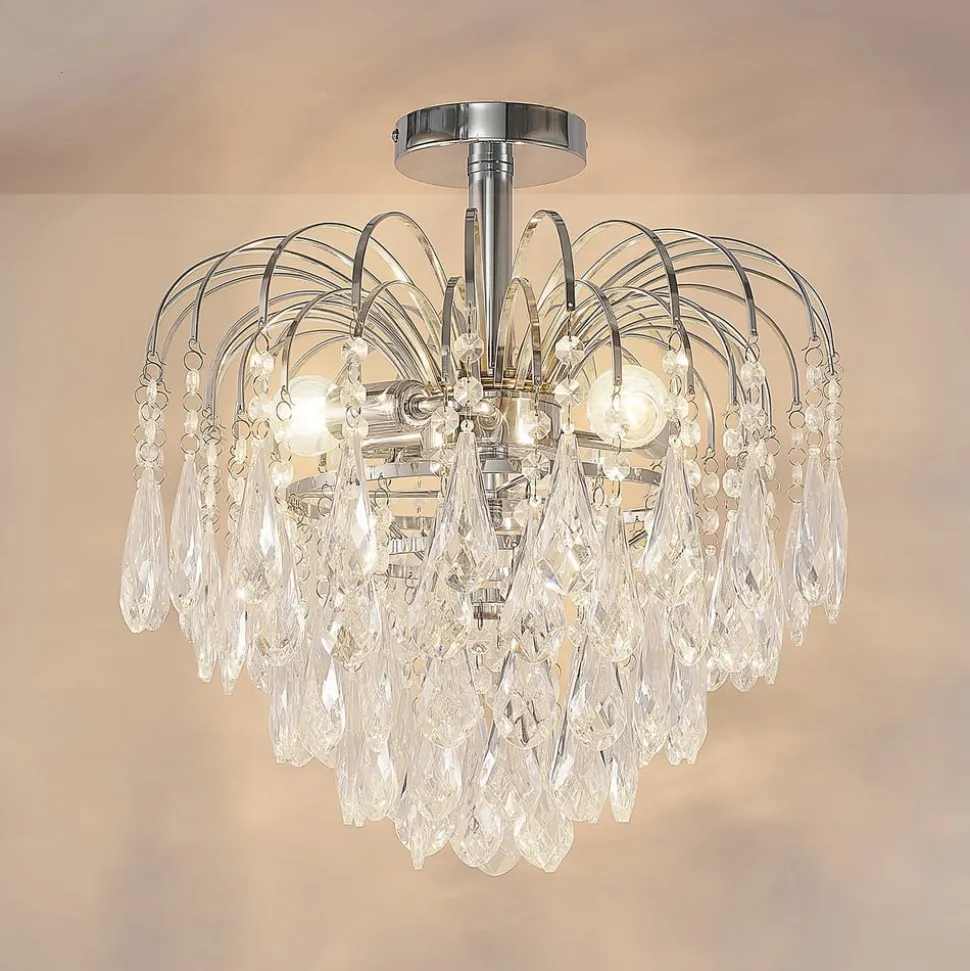 Lindby loftlampe Silino, grå, metal, Ø 40cm, E14