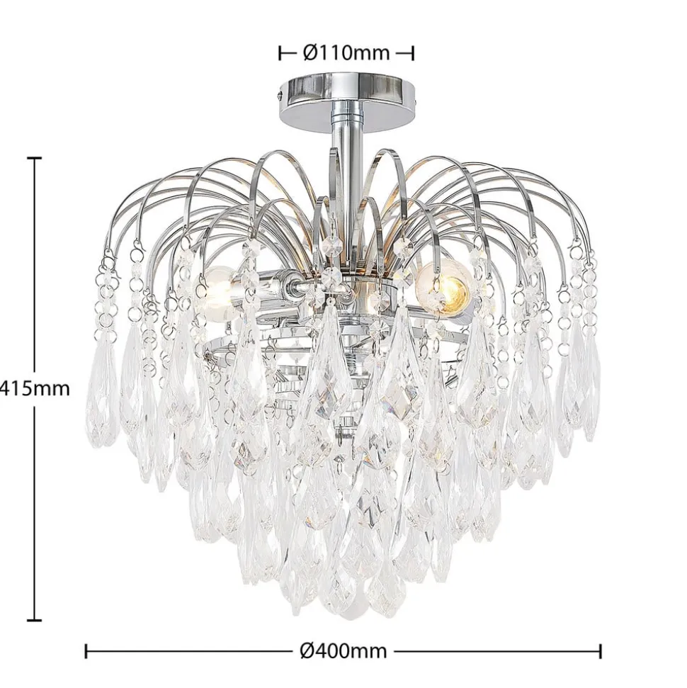 Lindby loftlampe Silino, grå, metal, Ø 40cm, E14