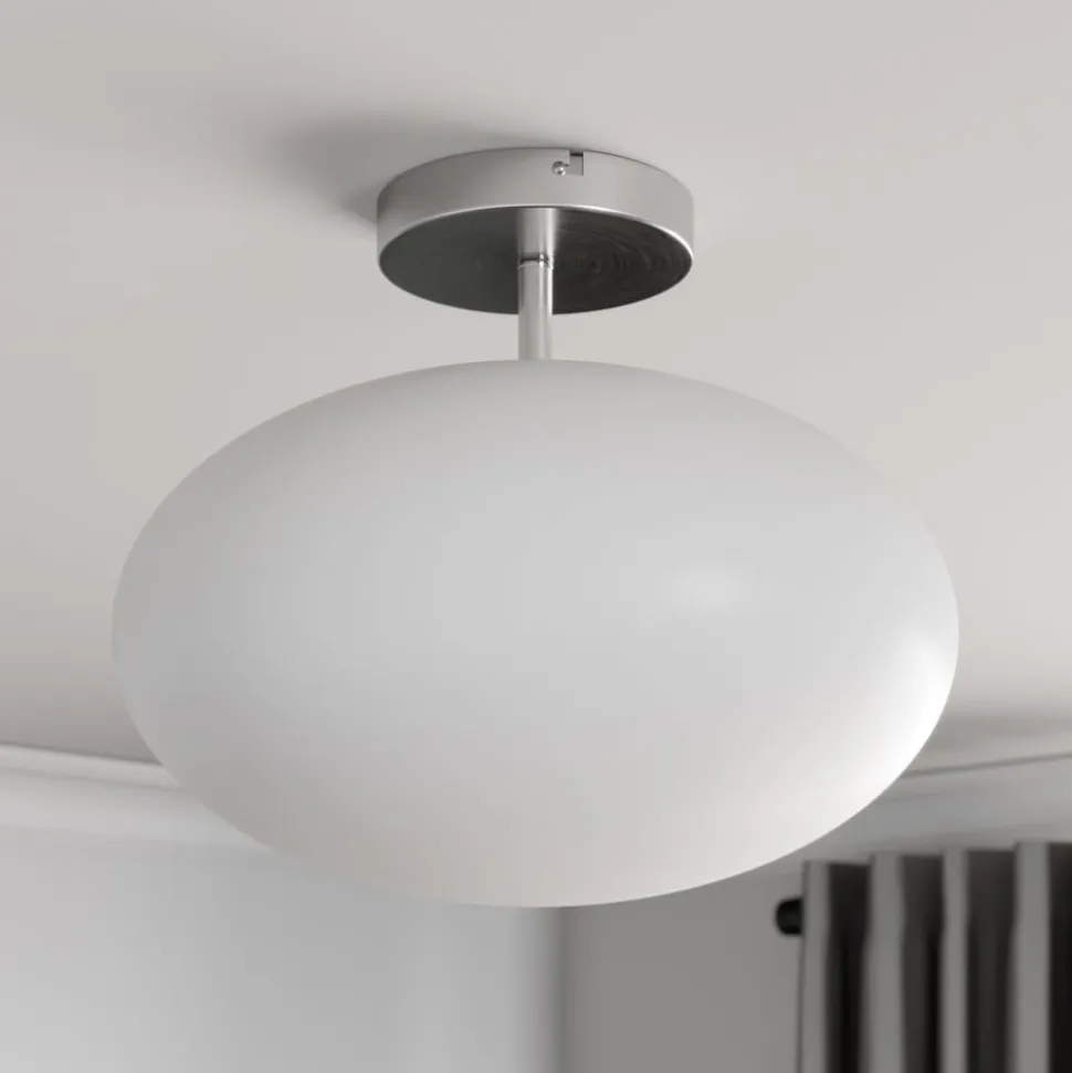 Lindby loftlampe Sonika, Ø 40 cm, nikkelfarvet, glas, E27