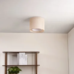Lindby loftlampe Soula, Ø 26 cm, beige, plast, E27