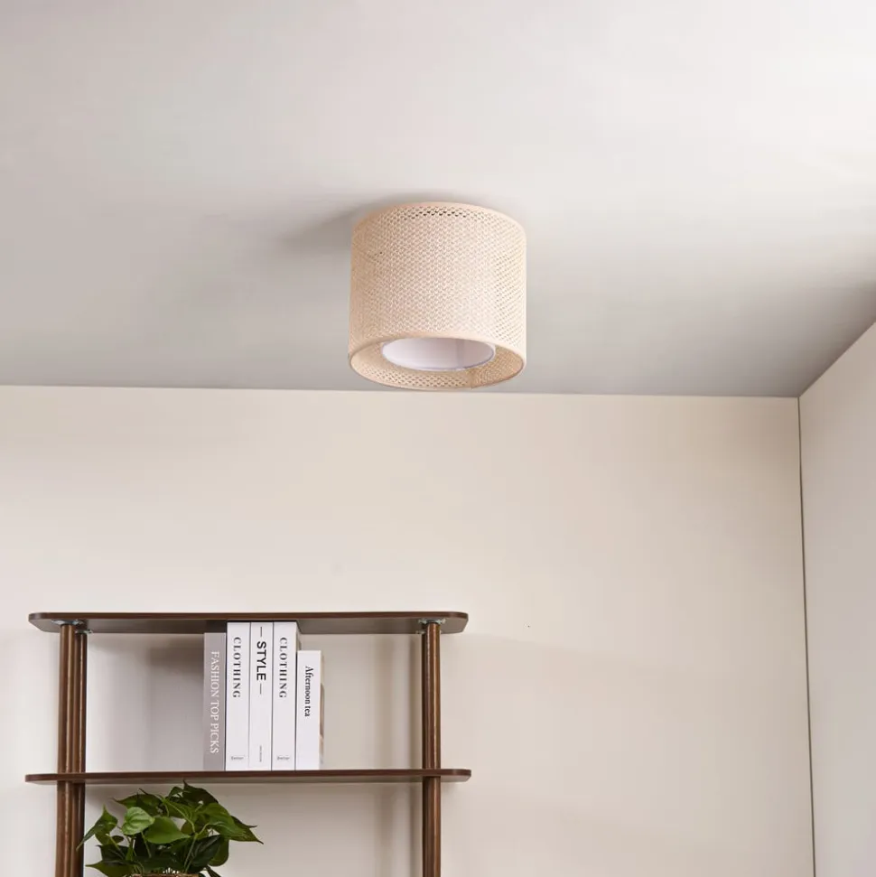 Lindby loftlampe Soula, Ø 26 cm, beige, plast, E27