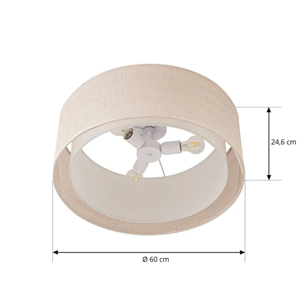 Lindby Loftlampe Soula, Ø 60 cm, beige, plast, E27