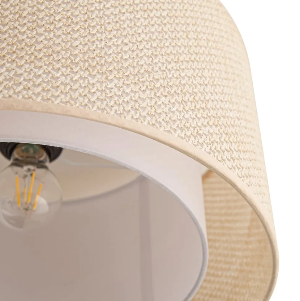 Lindby loftlampe Soula, Ø 40 cm, beige, plast, E27
