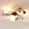 Lindby loftlampe Stefania, 3 lyskilder, Ø 46 cm, sort/guld
