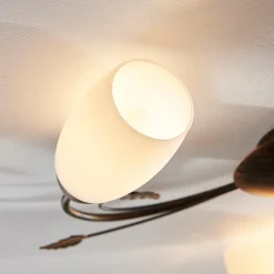 Lindby loftlampe Stefania, 3 lyskilder, Ø 46 cm, sort/guld