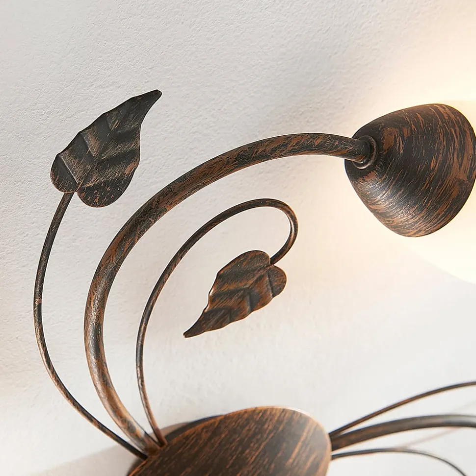 Lindby loftlampe Stefania, 3 lyskilder, Ø 46 cm, sort/guld