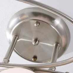 Lindby loftlampe Svean, 3 lyskilder, nikkel/hvid, glas, længde 60 cm