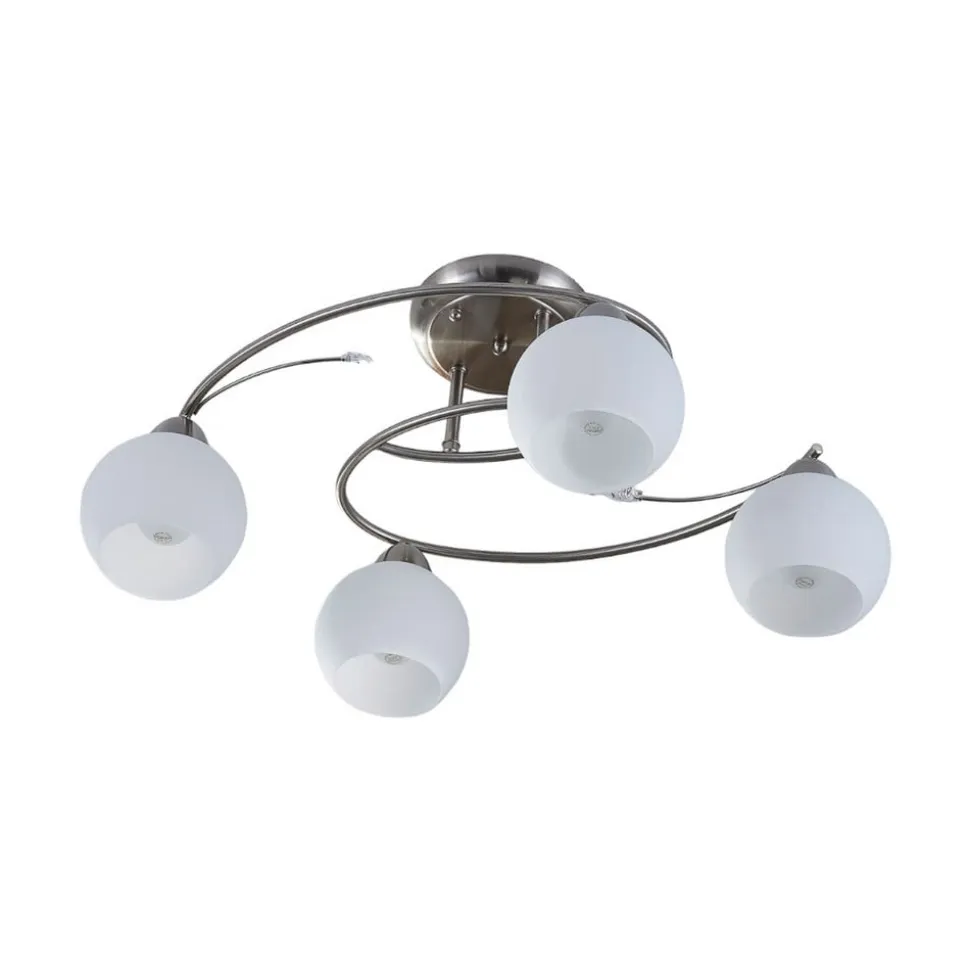 Lindby loftlampe Svean, 4-lys, hvid, glas, længde 42,5 cm