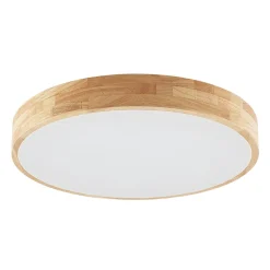 Lindby loftlampe Tanju, Ø 60 cm, 5 lyskilder, egetræ, E27