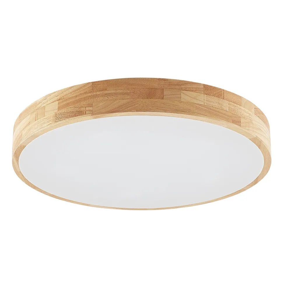 Lindby loftlampe Tanju, Ø 60 cm, 5 lyskilder, egetræ, E27