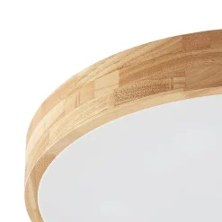 Lindby loftlampe Tanju, Ø 60 cm, 5 lyskilder, egetræ, E27