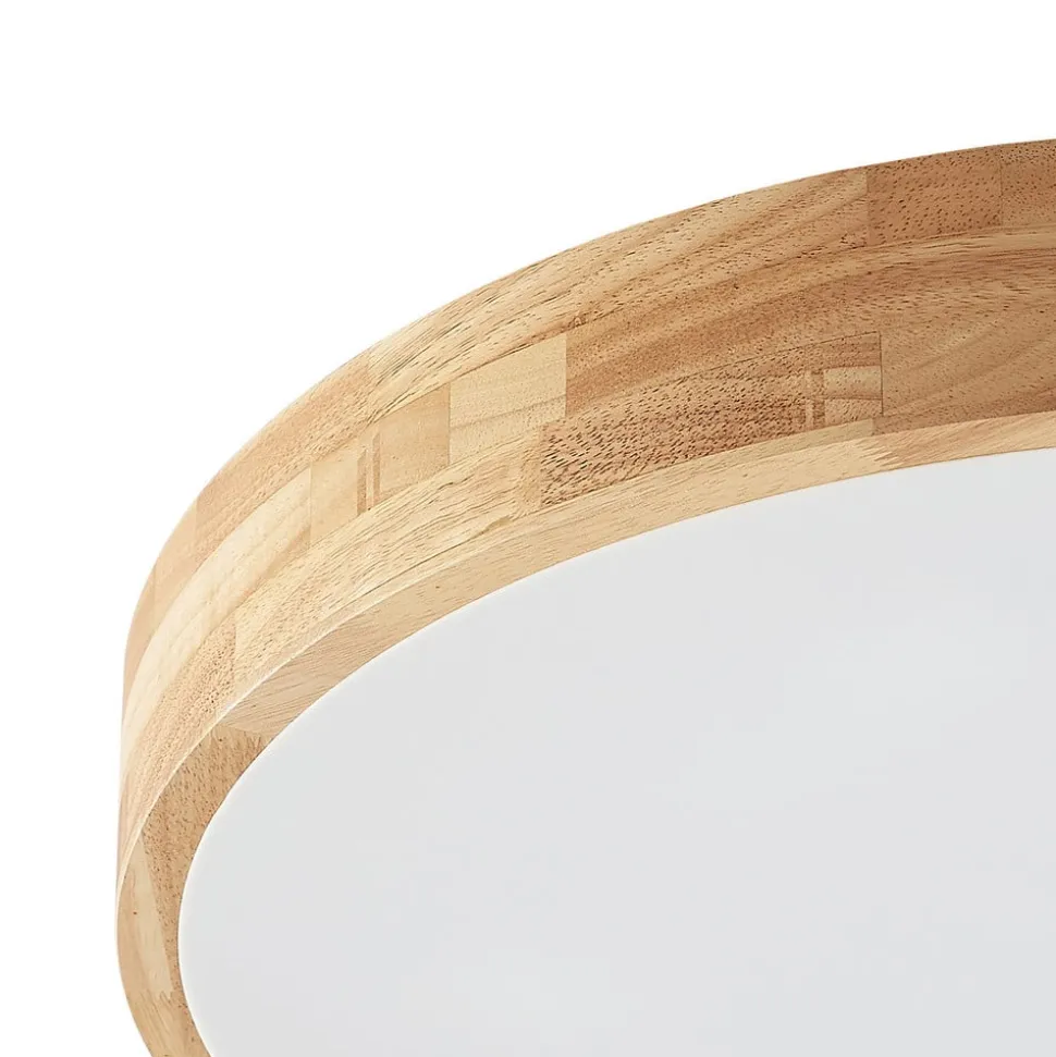 Lindby loftlampe Tanju, Ø 60 cm, 5 lyskilder, egetræ, E27
