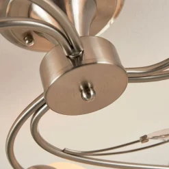 Lindby loftlampe Tatas, Ø 64 cm, nikkel, 6 lyskilder, glas