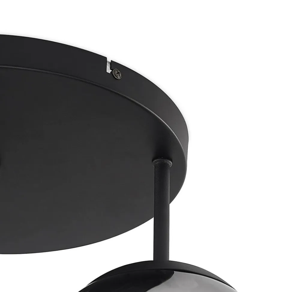 Lindby loftlampe Teeja, smoke, 3 lyskilder, Ø47cm, glas, E27