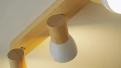 Lindby loftlampe Thorin, 67 cm, 4 lyskilder, hvid, træ, E14