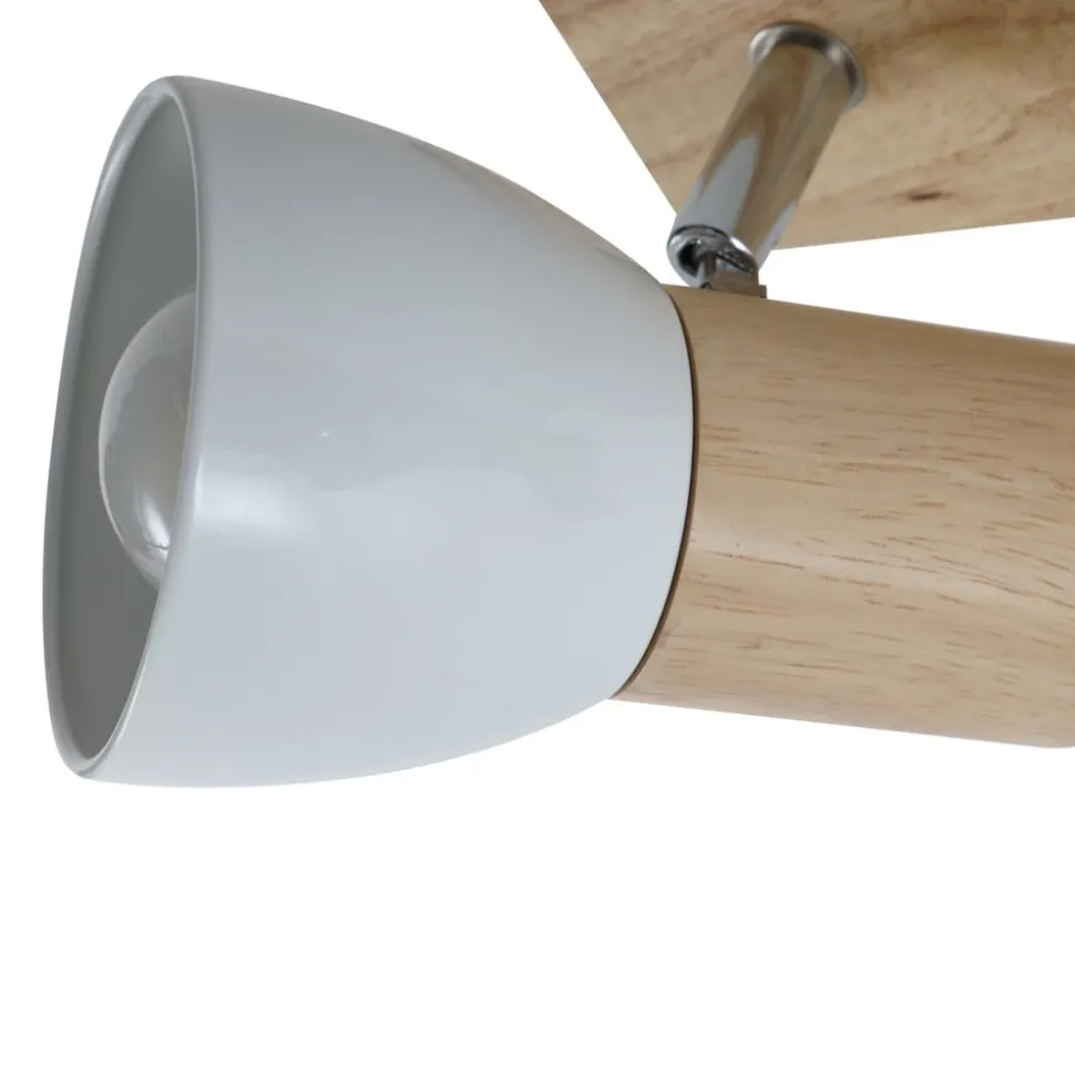 Lindby loftlampe Thorin, 67 cm, 4 lyskilder, hvid, træ, E14
