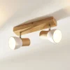 Lindby loftlampe Thorin, 27 cm, 2 lyskilder, hvid, træ, E14