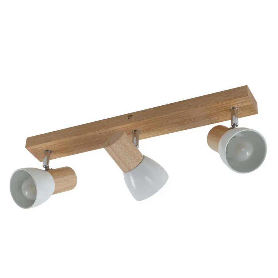 Lindby loftlampe Thorin, 47 cm, 3 lyskilder, hvid, træ, E14