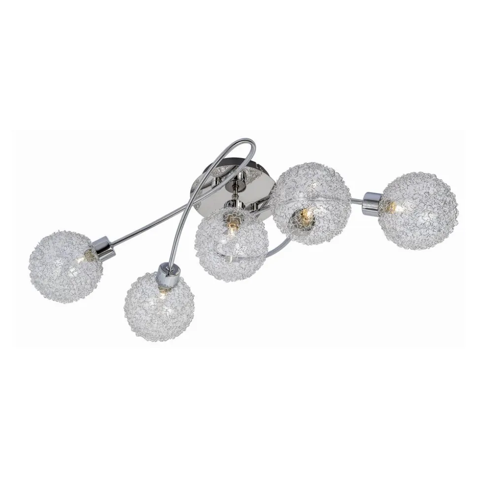 Lindby loftlampe Ticino, 65 cm, 5 lyskilder, metal, glas