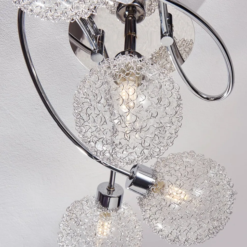 Lindby loftlampe Ticino, 65 cm, 5 lyskilder, metal, glas
